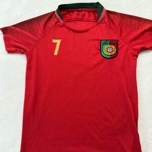 Ronaldo Short Sleeve Portugal Football Soccer Team Jersey T-Shirt Red Size 10/11